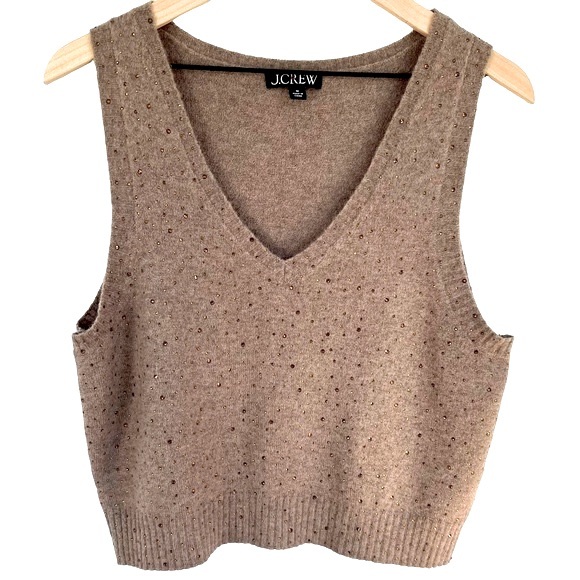 J. Crew Sweaters - J. Crew Crystal Embellished Sweater Vest Size Medium Soft Wool Blend